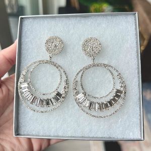Dillards Cezanne rhinestone and pave circle drop earring